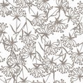 Seamless beige brown botanical pattern. Digitally hand painting floral background. Modern leaves design for fabric