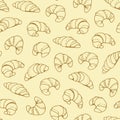 Seamless beige croissant pattern