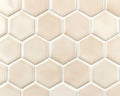 Seamless Beige Hexagonal Tiles Pattern Glossy. Royalty Free Stock Photo