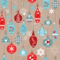 Seamless beige vintage pattern with traditional Christmas elements.