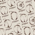 Seamless bell peppers vector pattern, vintage style