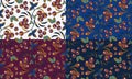 Seamless berry patterns with bunch of rowan