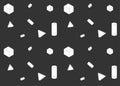 geometric shape dotted line square, triangle and cylinder seamless pattern on black background Royalty Free Stock Photo