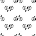 Seamless bicycles pattern. Stylish sporty print on white background