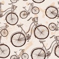 Seamless bicycles pattern. Stylish sporty print