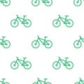 Seamless bike pattern. Green line bicycle background
