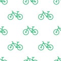 Seamless bike pattern. Green line bicycle background Royalty Free Stock Photo