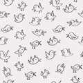 Seamless birds pattern background vector black on white