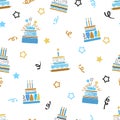 Seamless birthday cake pattern. Wrapping paper