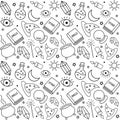 Seamless Magic and Witchcraft Pattern â Hand Drawn Black and White Mystic Doodles Royalty Free Stock Photo