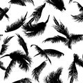 Seamless black coconut tree leaves pattern for fashion textile Royalty Free Stock Photo