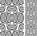 Seamless black damask Pattern on white.