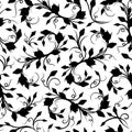 Seamless black floral pattern. Vector illustration. Royalty Free Stock Photo