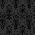 Seamless black floral wallpaper