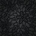 Seamless black leaves and flowers lace wallpaper pattern