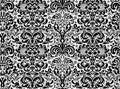 Seamless black ornament on white background, wallpaper. Floral ornament on the background. Royalty Free Stock Photo