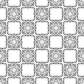 Seamless Black Pattern With Curvy Square Stylish Elements Floral Flowers Decorative Ornament Repeated Design On White Background Royalty Free Stock Photo