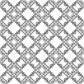 Seamless Black Pattern With Curvy Square Stylish Elements Floral Flowers Decorative Ornament Repeated Design On White Background Royalty Free Stock Photo