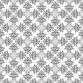 Seamless Black Pattern With Geometric Circles Elements Floral Flowers Decorative Ornament Repeated Design On White Background Royalty Free Stock Photo