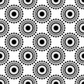 Seamless Black Round Shaping Art Floral Flower Pattern With Circles Geometric Ornament Decorative Clothing Pattern Uses Design Royalty Free Stock Photo