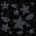 Seamless black and silver floral wallpaper Royalty Free Stock Photo