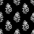 Seamless black and white abstract lotus floral pattern