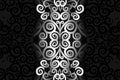 seamless Black and white caleidoscope gradient flower art pattern of indonesian borneo traditional tenun batik ethnic dayak