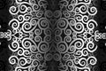 seamless Black and white caleidoscope gradient flower art pattern of indonesian borneo traditional tenun batik ethnic dayak