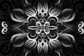 seamless Black and white caleidoscope gradient flower art pattern of indonesian borneo traditional tenun batik ethnic dayak