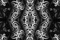 seamless Black and white caleidoscope gradient flower art pattern of indonesian borneo traditional tenun batik ethnic dayak