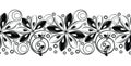 Seamless black and white creative flower border