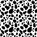 Seamless black and white dalmatin cow fur and skin pattern. Royalty Free Stock Photo