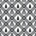 Seamless black and white damask checkered pattern
