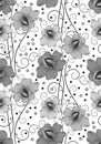 Seamless black and white fancy floral background