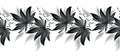 Seamless black and white fancy flower border