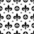 Seamless Black and white Fleur-de-lis symbols as vector. Royalty Free Stock Photo