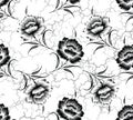 Seamless black and white floral pattern with grungy background Royalty Free Stock Photo