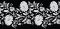 Seamless black and white flower border