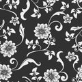 Seamless black and white flower pattern