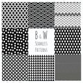 Seamless Black and White geometric background set. Royalty Free Stock Photo