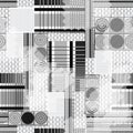 Seamless Black and White Geometric Patchwork Pattern Background Royalty Free Stock Photo