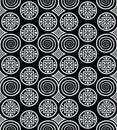 Seamless black and white geometrical and swirly pattern Royalty Free Stock Photo