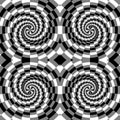 Seamless Black, White and Grey Spirals of the Rectangles Expanding from the Center. Optical Illusion of Depth and Volume Royalty Free Stock Photo