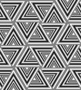 Seamless Black, White and Grey Striped Triangle Pattern. Visual Volume Effect. Royalty Free Stock Photo