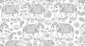 Seamless black and white Indian elephant pattern artwork Royalty Free Stock Photo