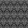 Seamless black and white paisley pattern with traditional Asian design elements Royalty Free Stock Photo
