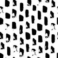 The seamless black and white pattern with brush strokes.