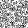 Seamless black and white pattern.