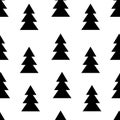 Seamless black and white pattern with fir trees. Vector illustration Royalty Free Stock Photo