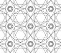 Seamless black and white pattern of hexagonal crystals of different sizes.